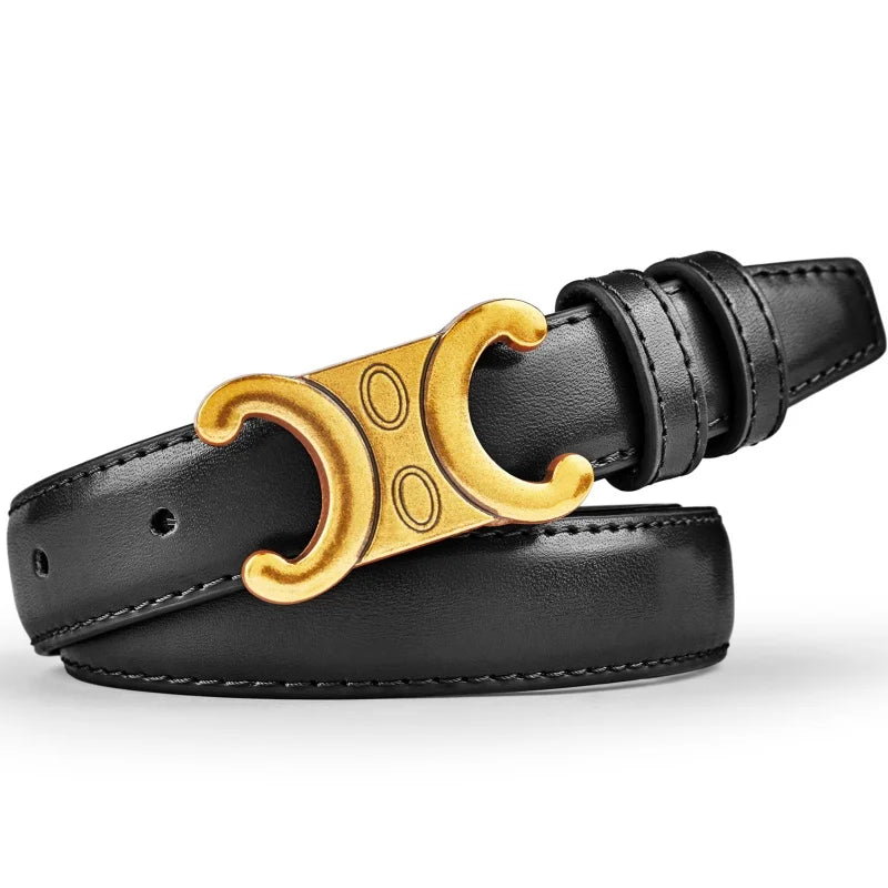 Fashion Women Belts High Quality Gold Buckle Best Matching Dress Jeans Belts for women