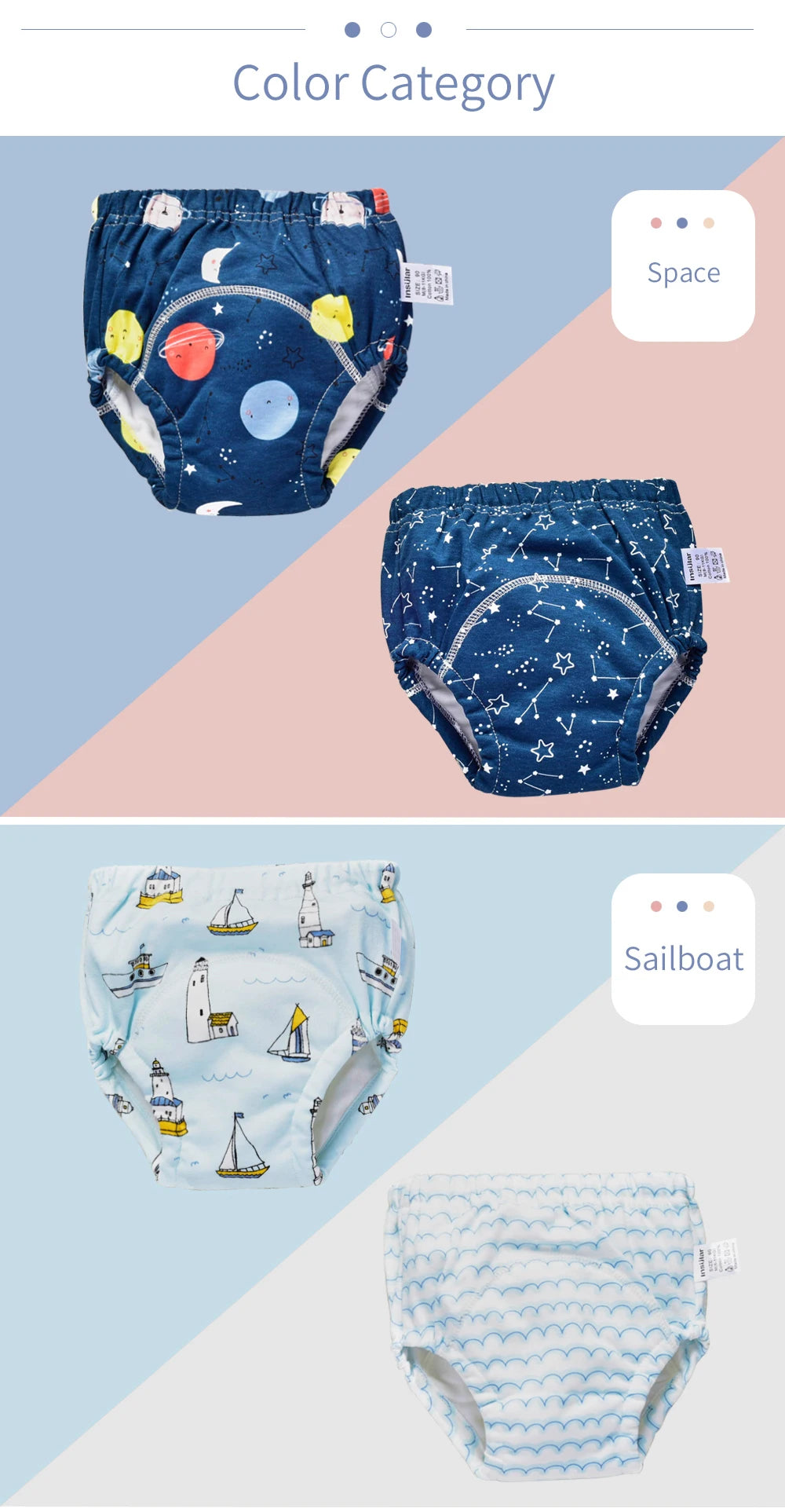 Insular Baby Training Pants Reusable Cotton Cloth Baby Diapers  Washable Infants Children Underwear Nappy Changing 2PCs/Box