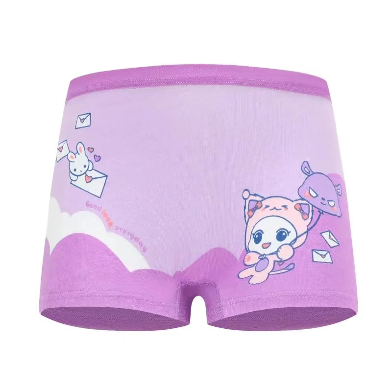 4Pcs/Lot Soft Cotton Children Underwear Cute Cartoon Girls Boxer Briefs Breathable Double-layer Crotch Age 2-9 Panties For Girls