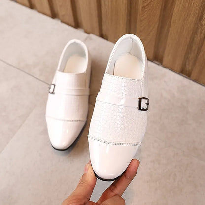 Kids Boys Girls Leather Shoes Students Boys Girls Soft Bottom Performance Shoes Black Fashion  Flower Kids Ceremonial Footwear