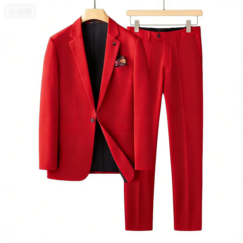 Men's  Two-Piece Suit plus Size Professional Business Wedding Formal High Quality Terno Solto Grande Peso Negócios Casamento
