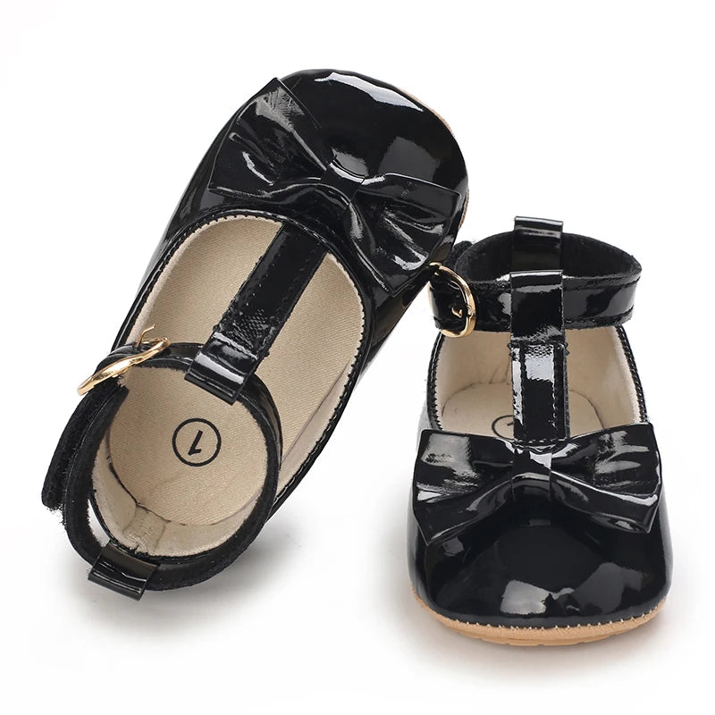 Girls' Princess Shoes Red Shoes Butterfly Bow Shiny Surface Walking Shoes Ladies' Baby Shoes Baby Shoes For Going Out Low