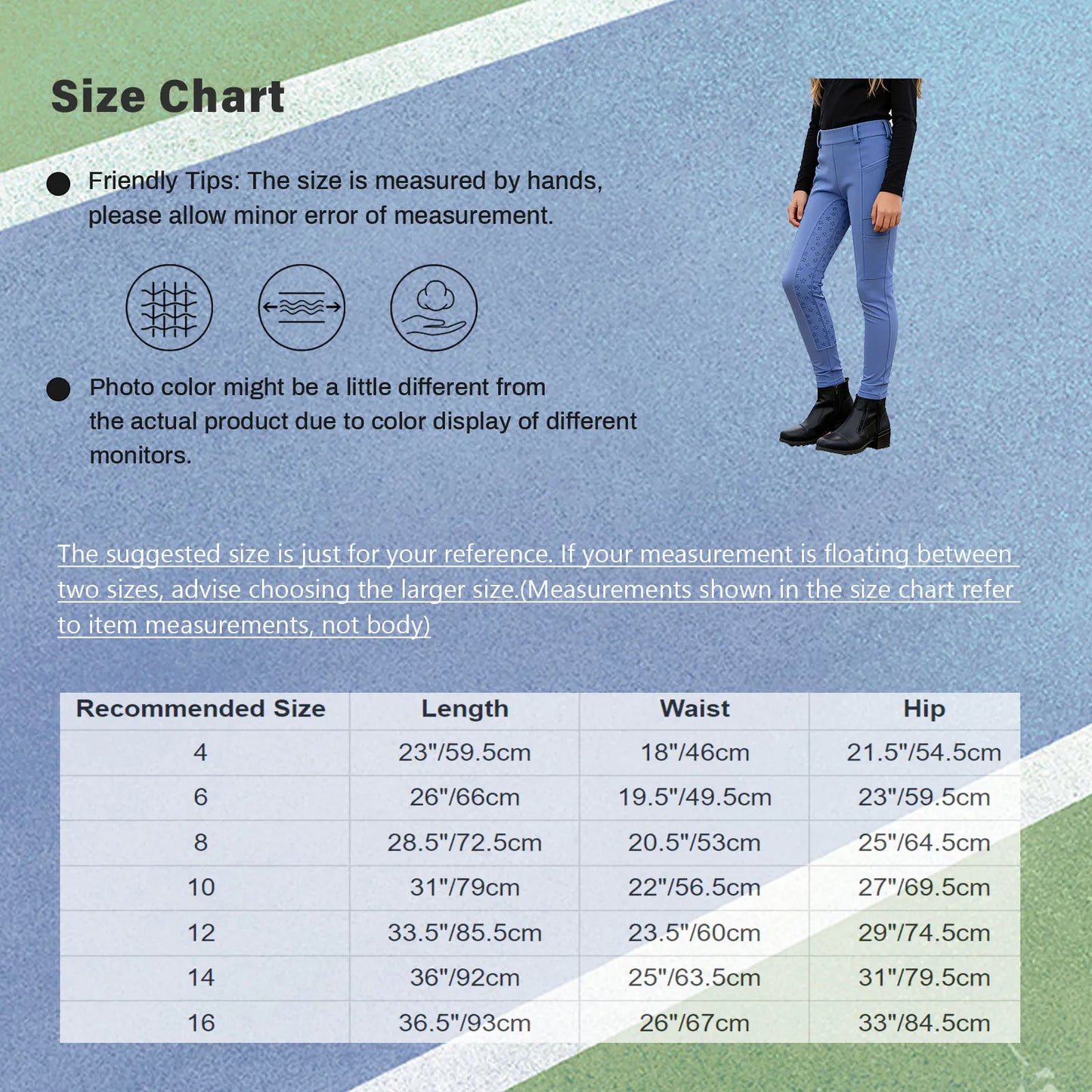 Girls Boys Riding Pants Golf Workout Clothes Sportswear Anti-slip Full Seat Equestrian Breeches Leggings with Multiple Pockets