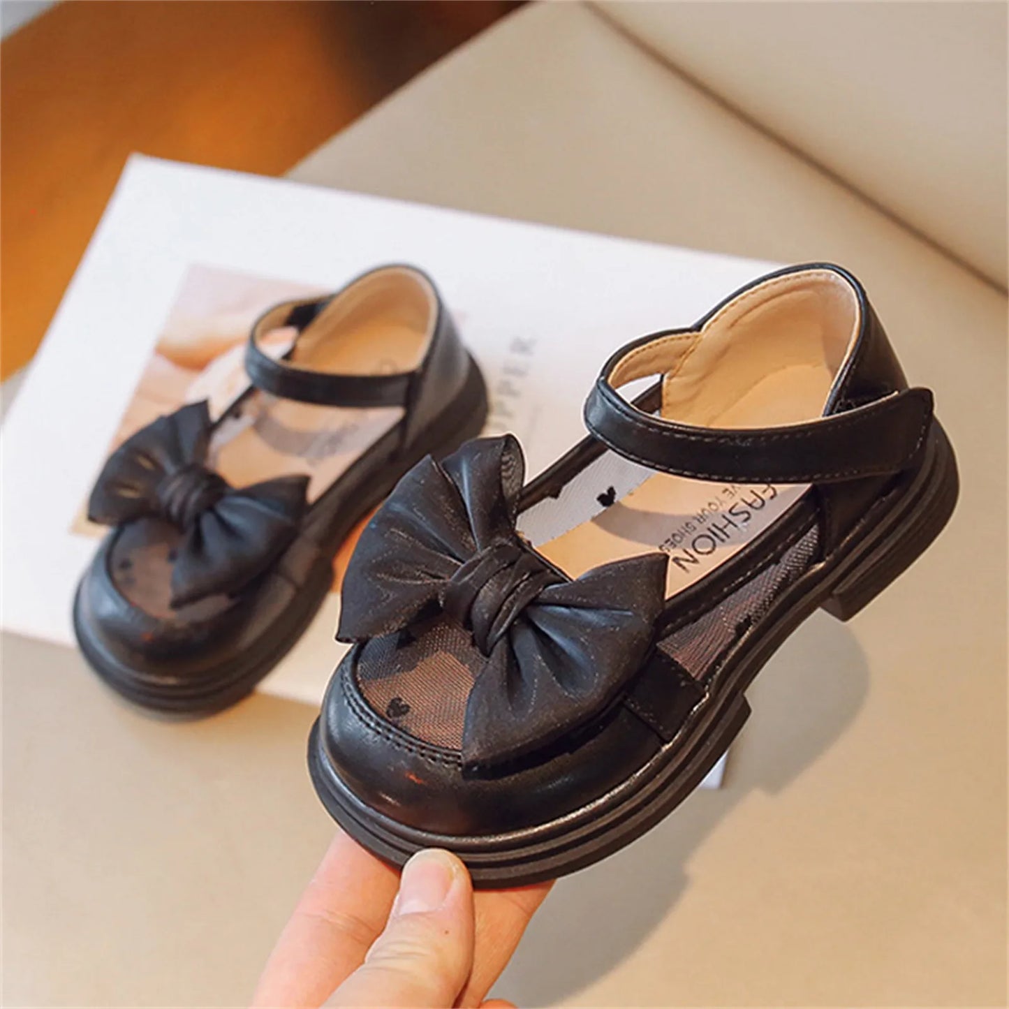 Walking Shoes For Baby Girls Soft Bottom Princess Shoes Sandals Spring Autumn Bow Round Toe Princess Dress Non-slip Shoes