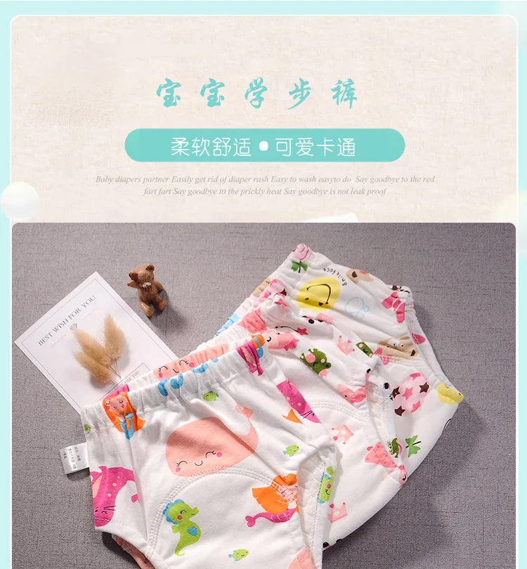 Baby Waterproof Reusable Training Pants Cute Cotton Baby Diaper Infant Shorts Nappies Panties Nappy Changing Underwear Cloth New