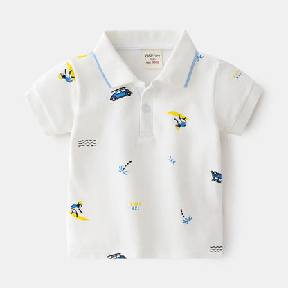 Baby Boy Clothes Summer Short Sleeve Children's Polo Shirts Toddler Kids Cotton T-shirts Boys Lapel Cartoon Tees Kids Sport Tops