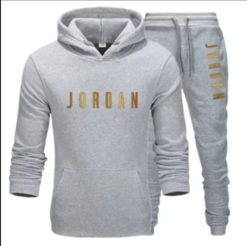 Men's printed sports suit hoodie and sweatpants two-piece set suitable for casual sports street wear
