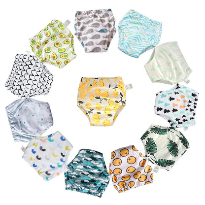 10 Pcs Reusable Baby Training Pants Washable Kids Cloth Diaper Nappies Changing Underwear Infant Toddler Potty Training Panties