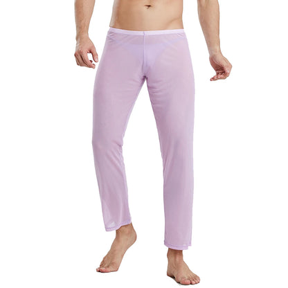 Men's Sexy Soft Mesh Sheer See-through Stretch Pants Trousers Sleepwear Hot Translucent Men Pants Homewear