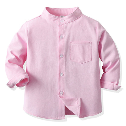 Girls' School Uniform,Long/Short Sleeve Blouse,Single Breasted High Collar Boys Shirts,Formal Kids Button-Down Gentleman Tops