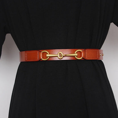 Women's Belt New Simple Belts For Women Saddle Buckle Decoration Cowhide Belt Female