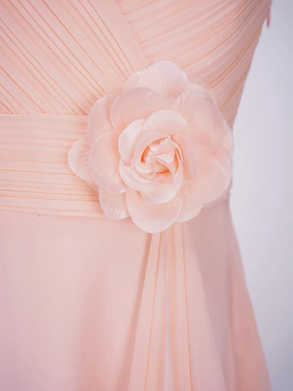 Teens Girls Elegant Party Dress Prom Evening Birthday Wedding Bridesmaid Gown Sleeveless Ruched Bodice Chiffon Princess Dresses