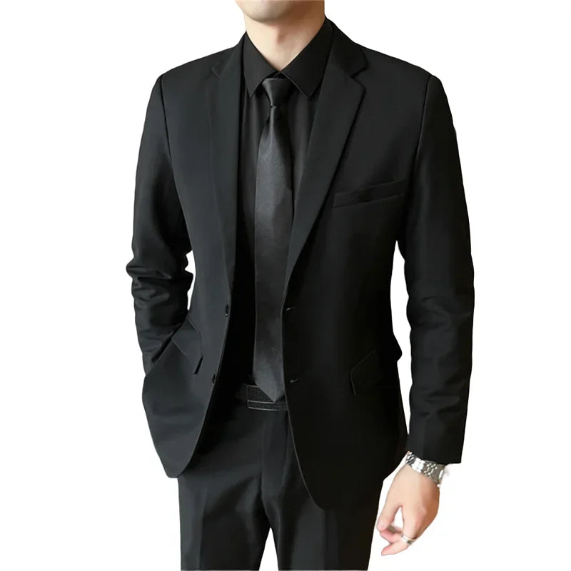 Suit  Men's Casual Formal (Blazer+ Trousers) Business Gentleman Solid Color Hosting Four Seasons Slimming Wedding Fashion Suit