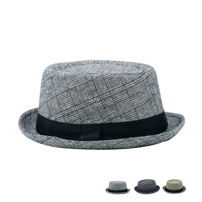 New Autumn and Winter Hats for Men British Retro Jazz Hats Round-Top Small Top Hats Women's Classic Plaid Gentleman-Style Hats