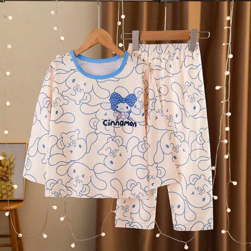 Girls Boys Cartoon Pacha Dog Long Sleeve Pajamas Set, Cozy Spring Autumn Home Fury Wear
