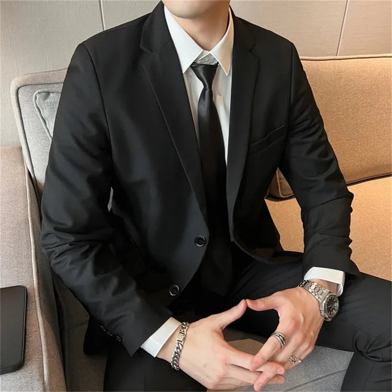Suit  Men's Casual Formal (Blazer+ Trousers) Business Gentleman Solid Color Hosting Four Seasons Slimming Wedding Fashion Suit