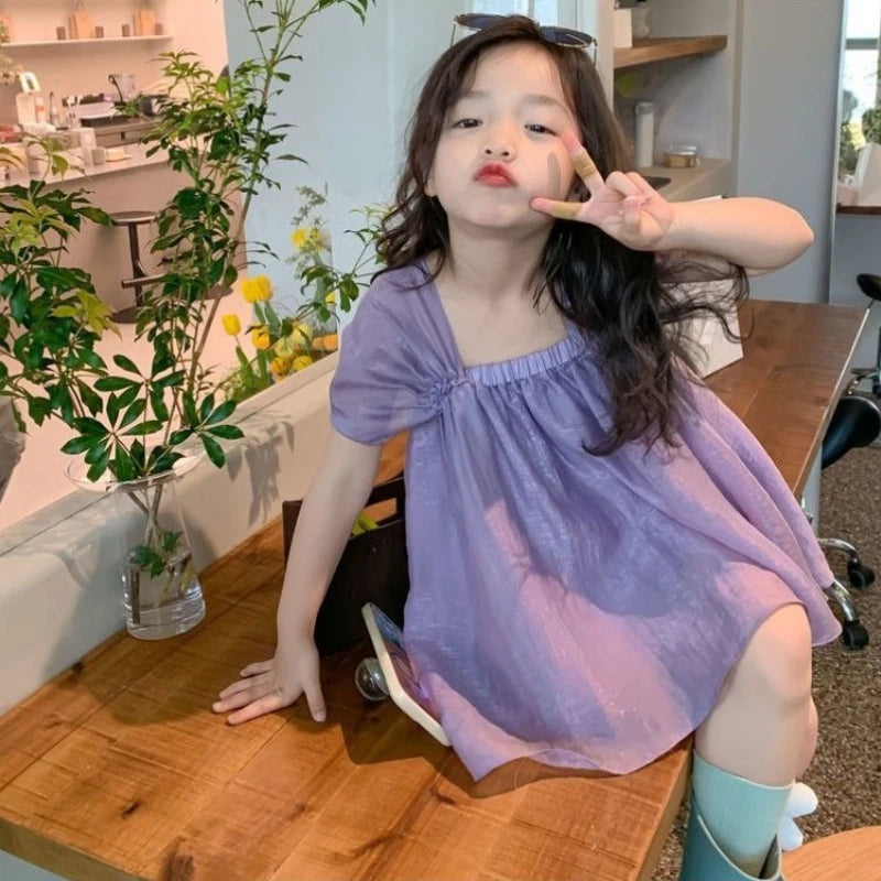 Girls Blouse 2026 New Summer Korean Style Kids Loose Short Sleeve Shirt Stylish Casual Top for Children