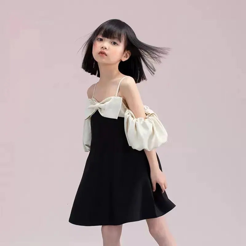 Young Girls New Design Dresses Two Ways To Wear Clothes 2025 Fashion Elegant Bow Patchwork High Grade Teen Girls Dress 5-14Years