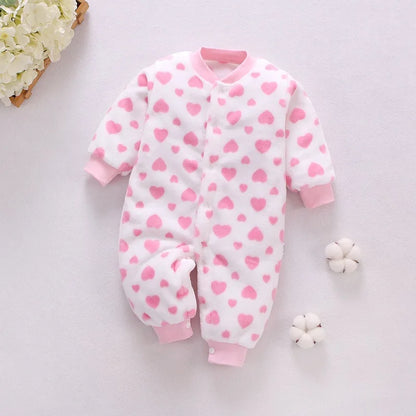 Baby Boy Autumn Winter Warm Pajamas 0-18 Months Infant Girl Flannel Comfortable Jumpsuit Kid Soft Skin-friendly Outwear Romper