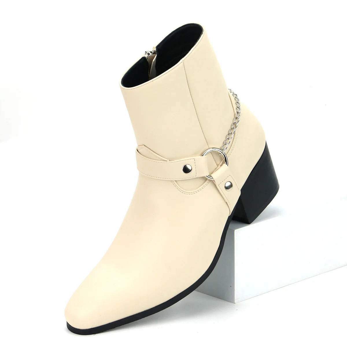 Fashion Men's Boots Designer Mid-Calf High Heel Boot 2025 New Chelsea Boots Luxury Leather Boots for Men Big Size47 Botas Hombre