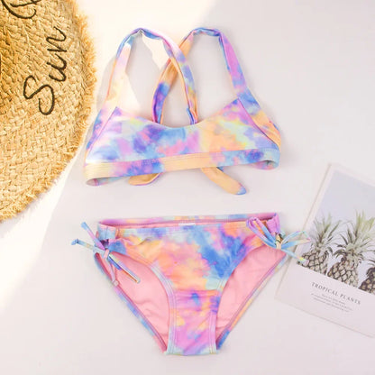 Girl Swimwear Two Pieces Swimsuits Girls Bikini Sets Kids Bathing Suits Children Beach Biquini Girl Bikinis Swimming Wear 6-14Y
