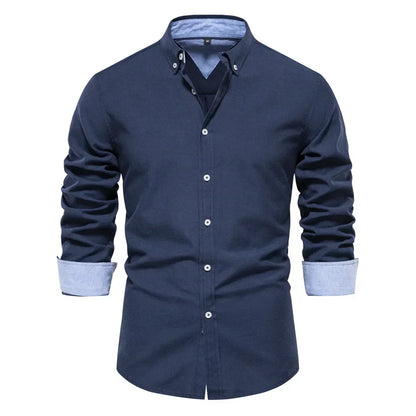 2026 Men's Fashion Social Shirts Solid Color Lapel Long Sleeve Dress Shirts for Men Formal Business Party Shirts Men's Clothing