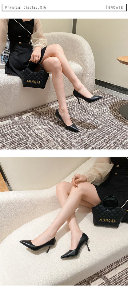Female Heels Women Shoes Brand Women Pumps Office Ladies Working Shoes Solid Pointed Toe Dress Shoes Spring Autumn Plus Size 43