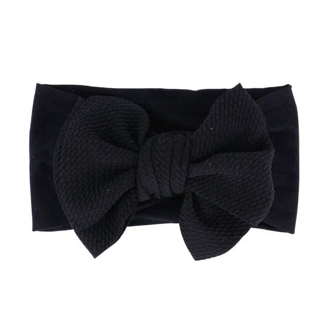 New Baby Accessories Infant Baby Girl Cute Bow Headband Newborn Solid Headwear Headdress Nylon Elastic Hair Band Gifts Props