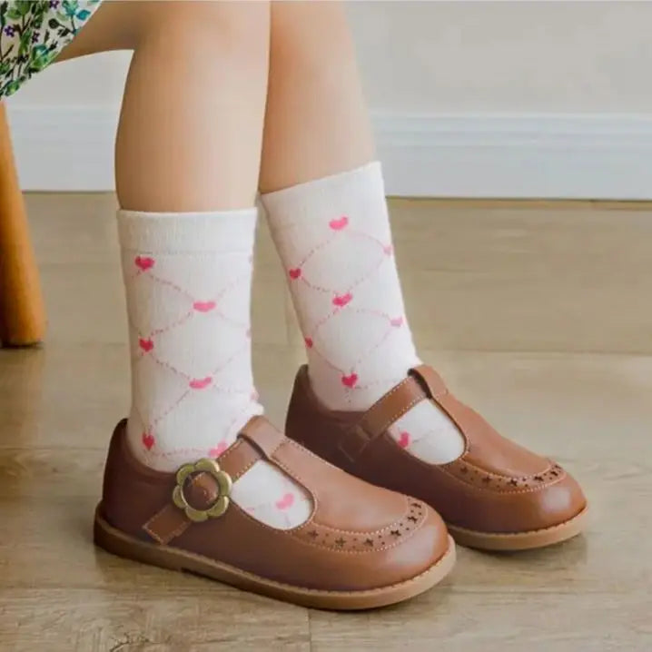 Little Girls Socks Spring Cotton Socks Baby 1-12T Children's Calf Socks Girl Cartoon Love Pattern 5 Pairs Socks