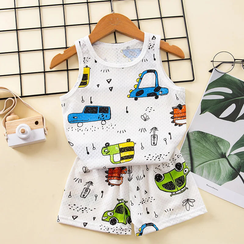 Girls Pajamas Sets 0 to 1 2 3 4 5 6 7 8 9 Years Cute Cat Print 100% Cotton Cartoon Boys Pyjamas Dino Kids Children Home Clothing