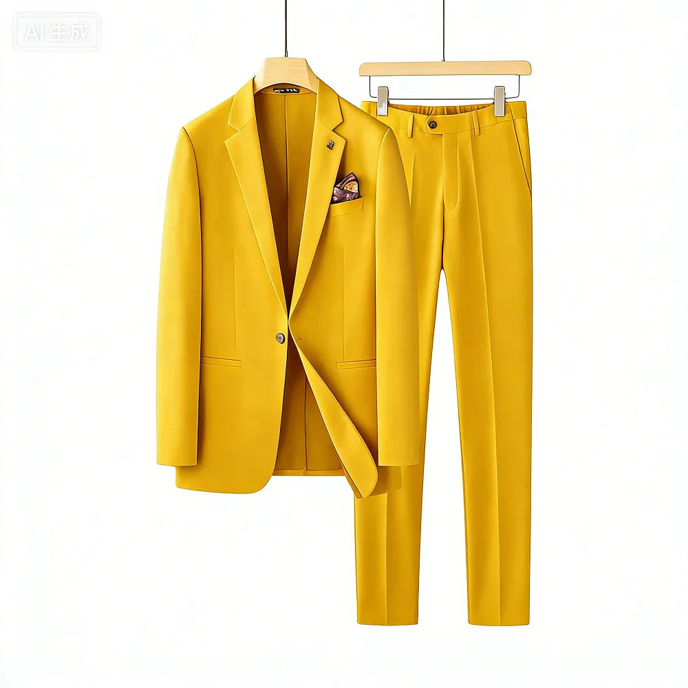Men's  Two-Piece Suit plus Size Professional Business Wedding Formal High Quality Terno Solto Grande Peso Negócios Casamento