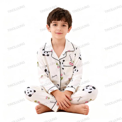 Soft Cotton Pajamas for Girls Cartoon Animal Print Pyjama Sets Children's Pijamas Sleepwear Suit Kid Long Sleeve Loungewear