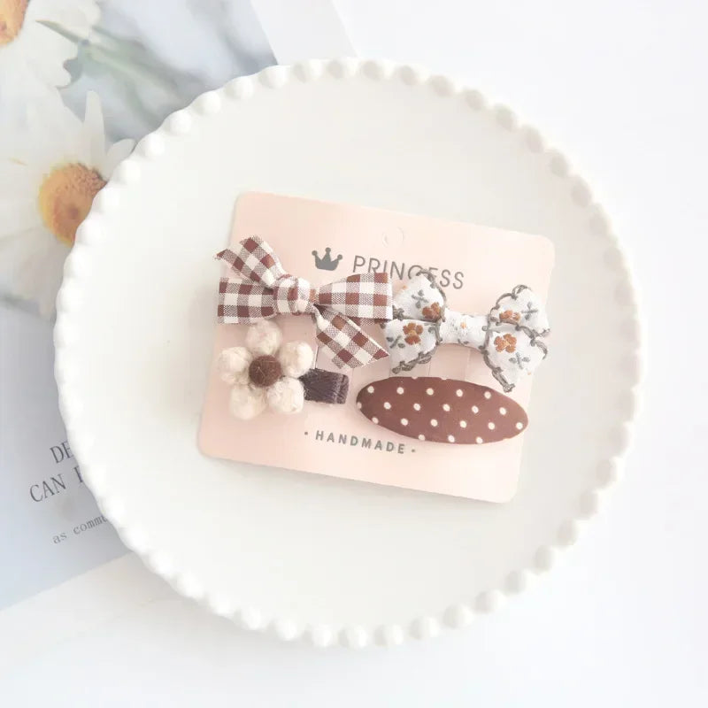 4pcs/set Mini Baby Girl Hair Clip Cute Floral Bow Bunny Princess Hairpin for Toddler Girl Lovely Bang Side Clip Hair Accessories