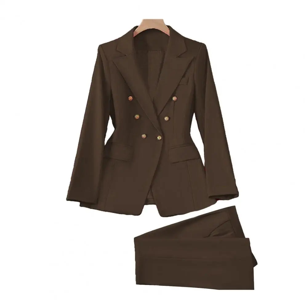 professional Women Two-Piece Suit Spring Autumn Blazer Jacket Wide Leg Pants Work Office Business Casual Outfits Pantsuit