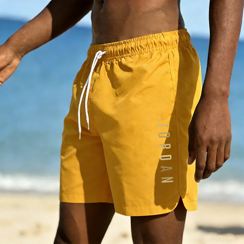 Men's beach shorts for summer swimming, fitness, quick drying, swimming with drawstring, fashionable and casual daily shorts