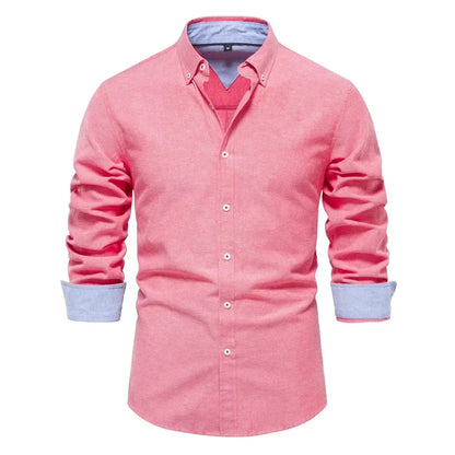 2026 Men's Fashion Social Shirts Solid Color Lapel Long Sleeve Dress Shirts for Men Formal Business Party Shirts Men's Clothing