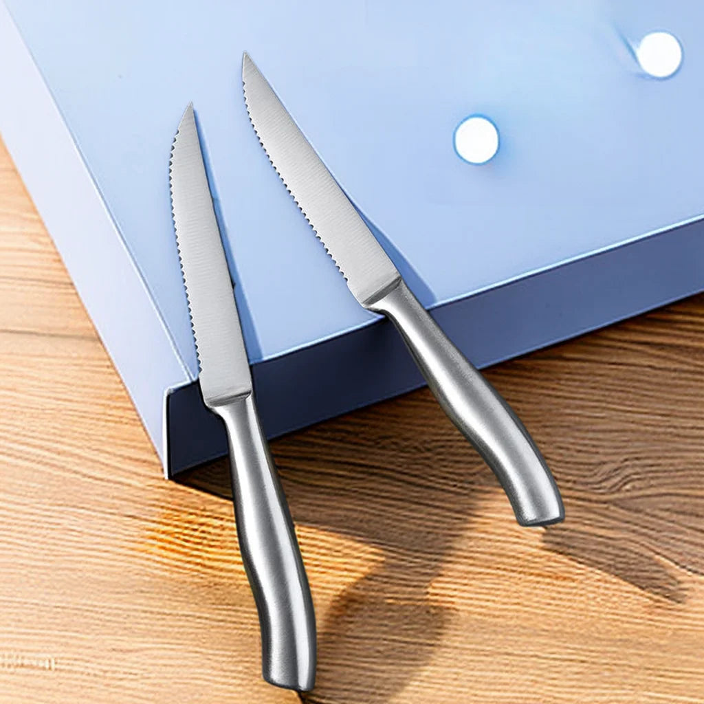 4/6/8 Pcs Steak Knife Set Stainless Steel Blade Kitchen Knives Seamless Handle Sharp Dinner Knife Meat Cutter Dinnerware Set