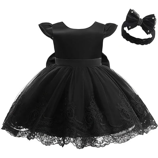Baby Girl Clothes For 1st Birthday Evening Dresses Infant Dress Gown Elegant Girls Party Dresses Toddler Black Princess Dress