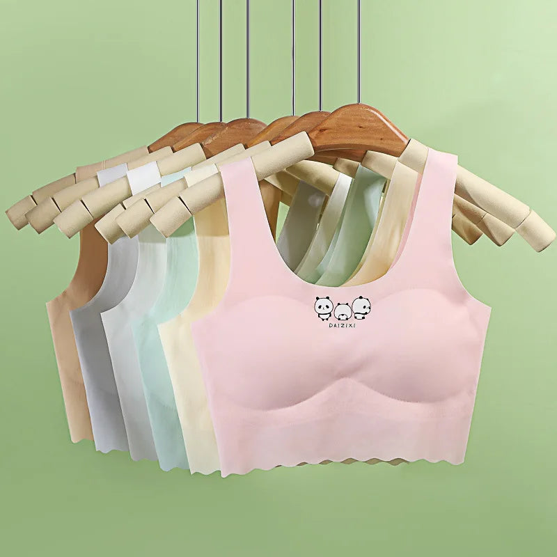 Teenage Girls' ice Silk Seamless Bra  Comfortable Underwear For Junior And High School Girls Undergarment For Girls In Puberty
