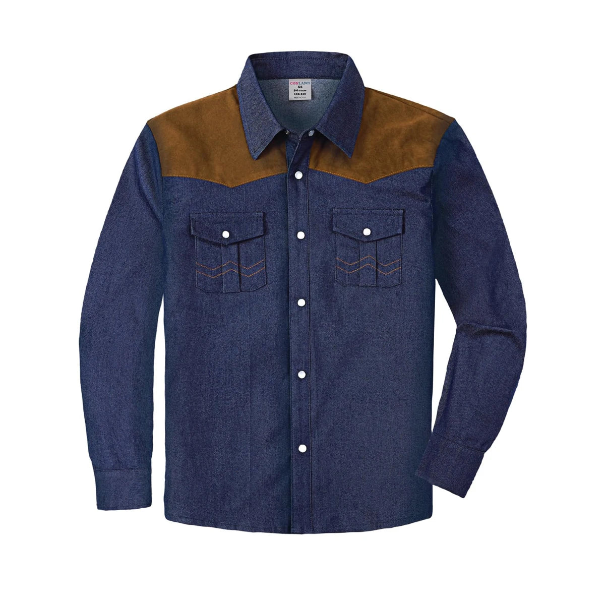 Boys Western Shirts Toddler Cowboy Button Down Denim Shirt Children Spring and Autumn Tops 4-12 Years