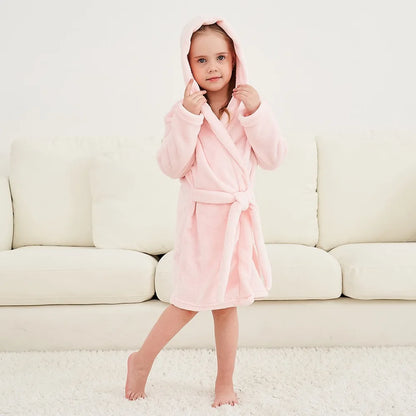Children's Pajamas Bathrobes Girls Solid Color Soft Robe Personalized Princess Sleepwear Warm Loungewear Home Clothes 2-8Years