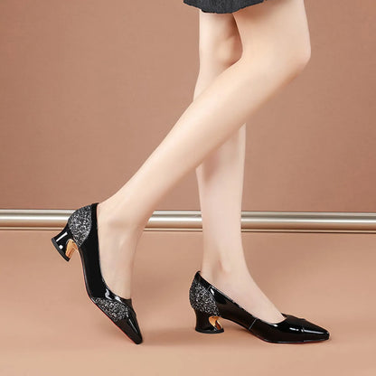Women'S 4cm High Heels Elegant Fashion Red Pointed Toe Dress Office Shoes Wedding Bridal Loafers Party Shoes