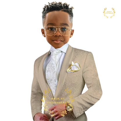 Boys suit' white 2-piece set (floral jacket+pants) age 2~16 kids formal event wedding prom child gift, custom tuxedo