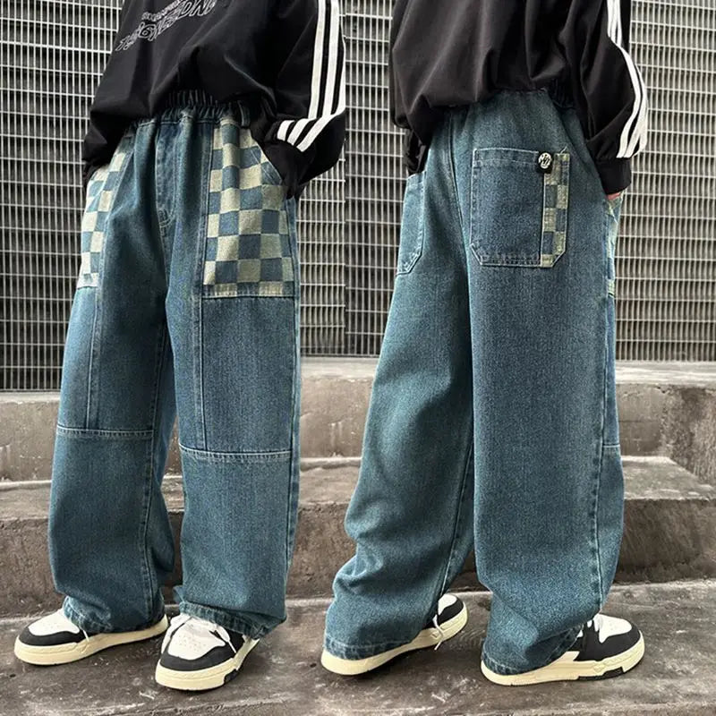 Boy Jeans For Teenage Casual Style Letter Pattern Loose Pants For Children Toddler Kids Clothes 4 6 8 9 10 11 12 13 14 Years