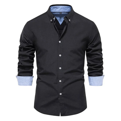 2026 Men's Fashion Social Shirts Solid Color Lapel Long Sleeve Dress Shirts for Men Formal Business Party Shirts Men's Clothing