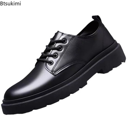 2026 Men's Fashion Leather Dress Shoes Casual Formal Dress Oxfords Wedding Flats Soft Breathable Walking Office Sneakers Shoes