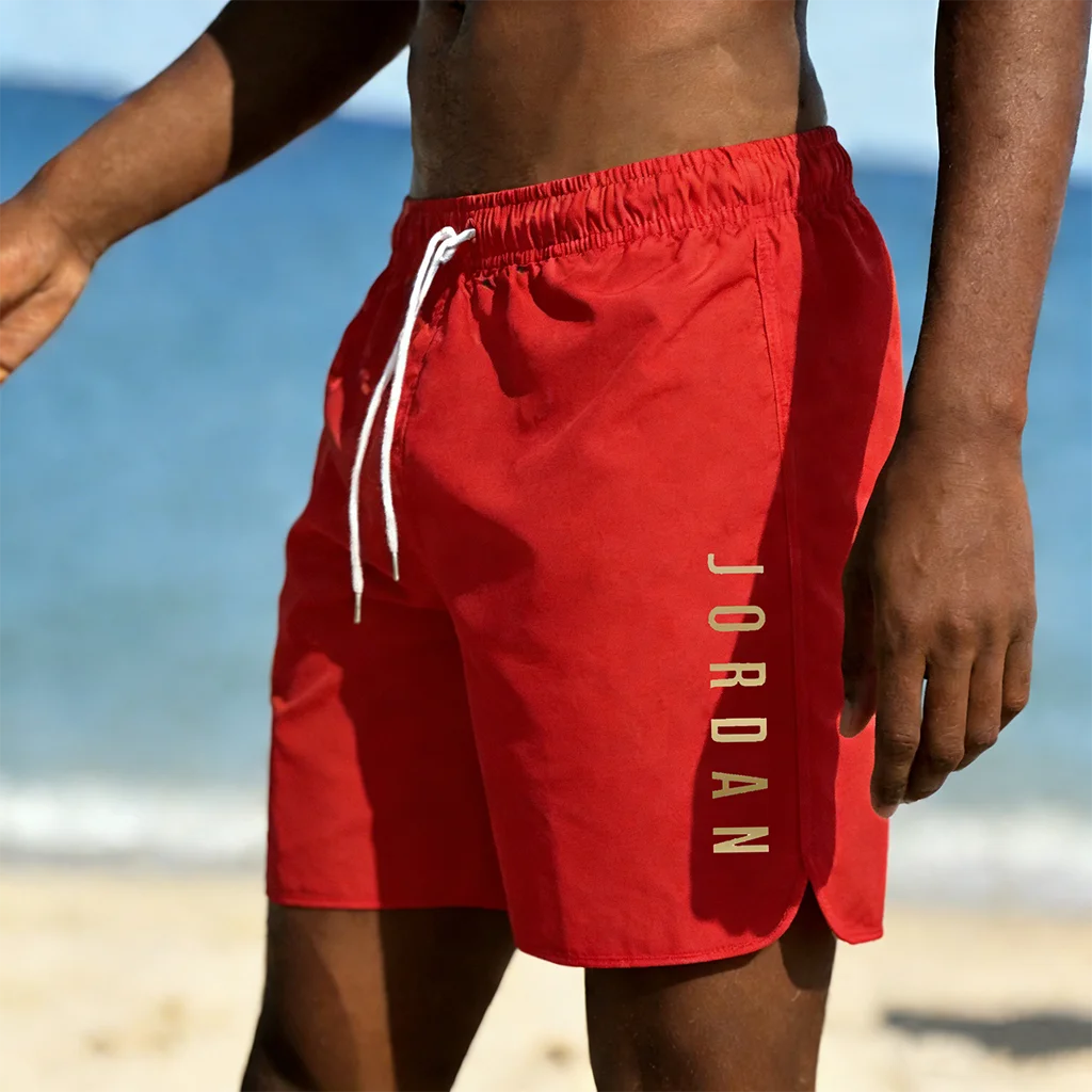 Men's beach shorts for summer swimming, fitness, quick drying, swimming with drawstring, fashionable and casual daily shorts