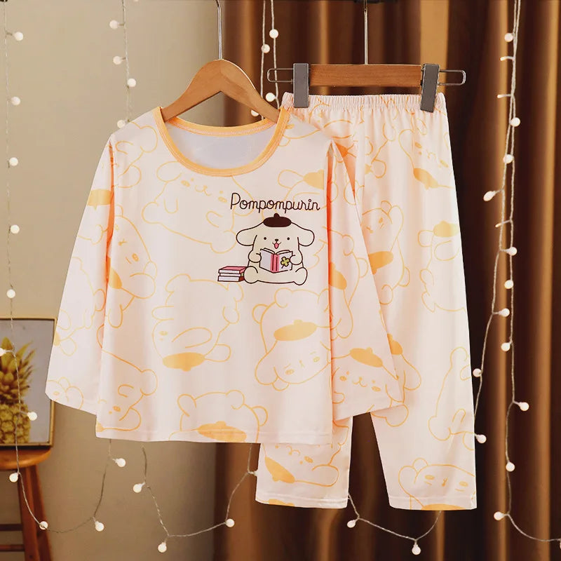 Girls Boys Cartoon Pacha Dog Long Sleeve Pajamas Set, Cozy Spring Autumn Home Fury Wear