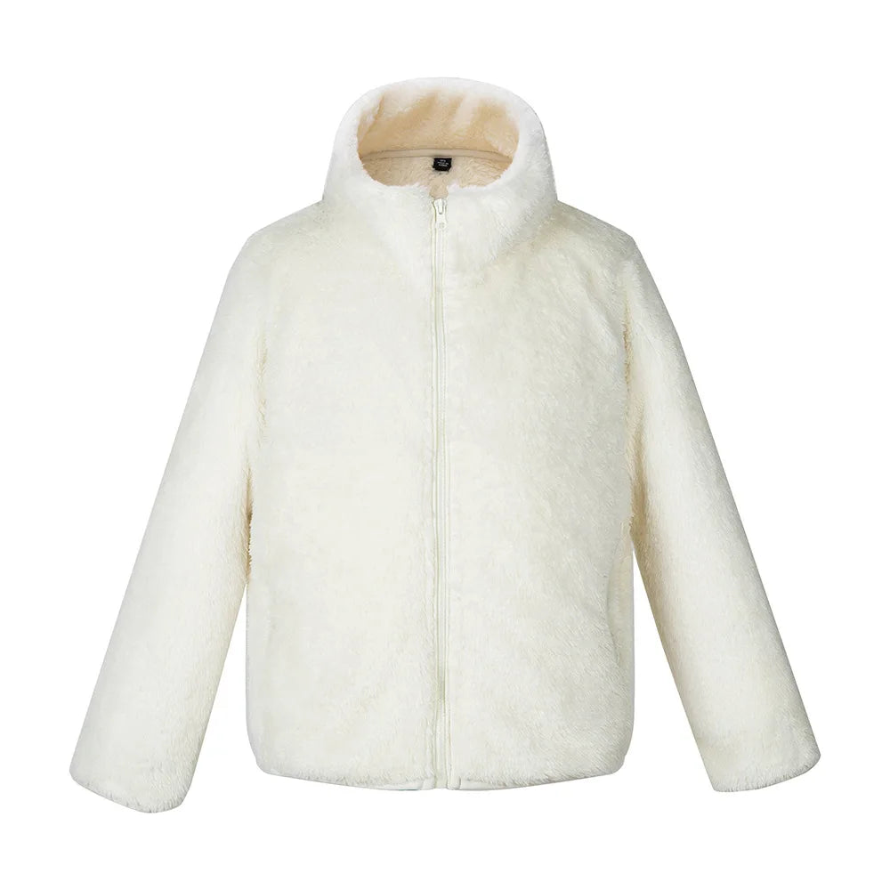 Winter Warmth Girls and Boys Plain Full Polar Fleece Turtleneck Zip Jackets Child Coat School Kids Outfit Tops 5-14 Years