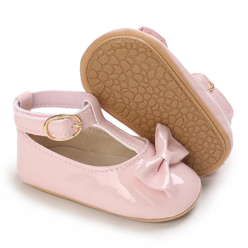 Girls' Princess Shoes Red Shoes Butterfly Bow Shiny Surface Walking Shoes Ladies' Baby Shoes Baby Shoes For Going Out Low